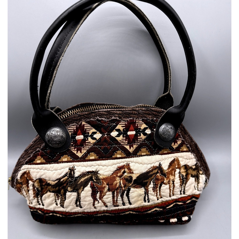 The Glad Rag Co Custom Horse Tapestry Purse Western Handbag Leather Concho